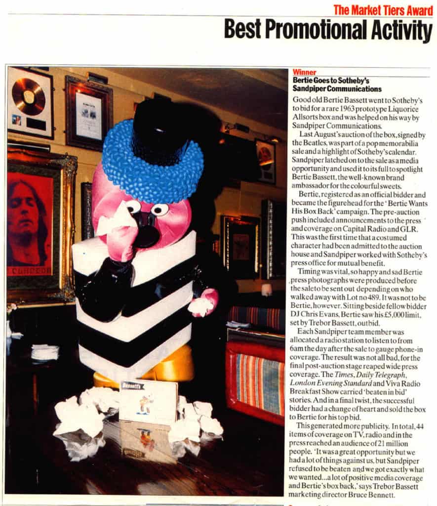 Bertie Goes to Sotheby's - winner of PRWeek Best Promotional Campaign